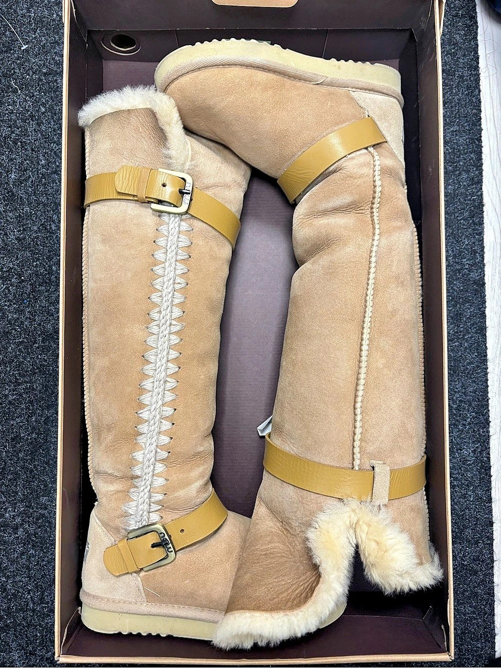 Mou Eskimo 40 Buckle Straps Boots Knee High Boots Brown EU 36